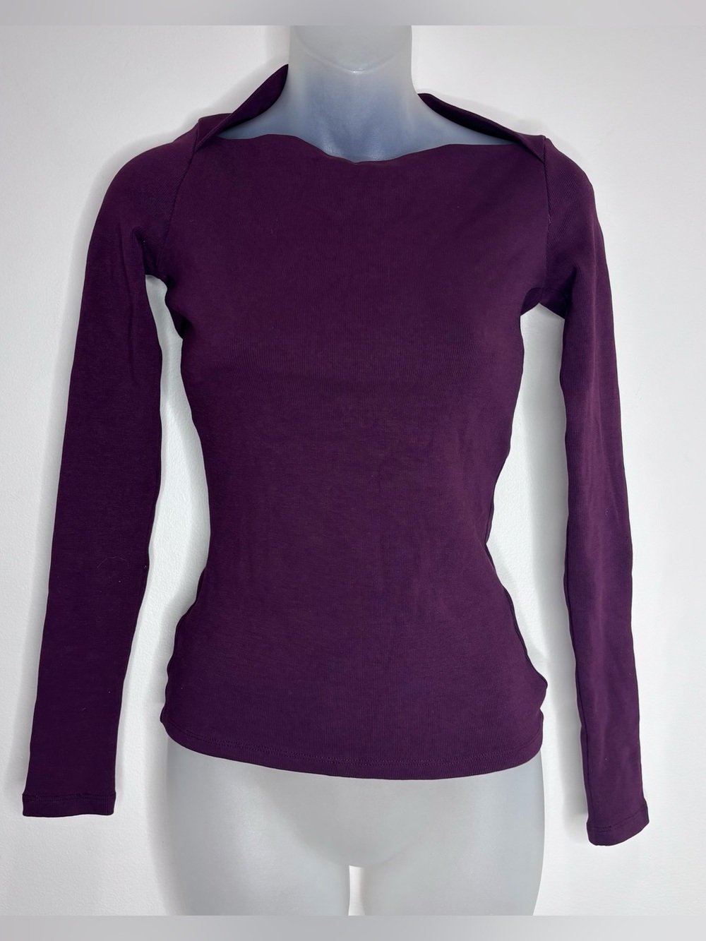 Zara Long Sleeve Boatneck Shirt Top Plum Size medium NWT minimalist classic
